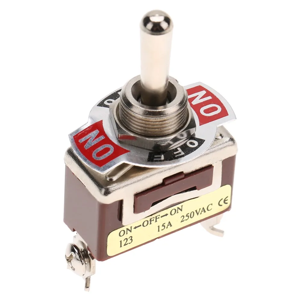 3위치 3핀 순간 토글 스위치 15A 250V 12mm ON-Off-ON 토글 스위치 컴팩트 사이즈 간편 장착 SPDT 스위치