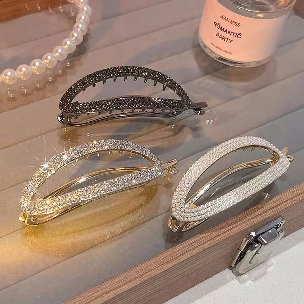 Banana Shape Hair Clips Hair Claws Rhinestone Pearl Fish Clip Hairpins Hair Accessories For Women DIY Headwear