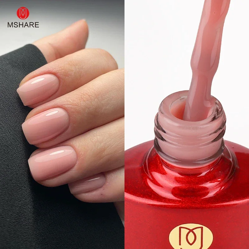 MSHARE Milky Pink Rubber Base Gel Glitter Camouflage Color Coat Soak Off Nails Gels Varnish Lacquer 10ml UV LED Gel Polish 2