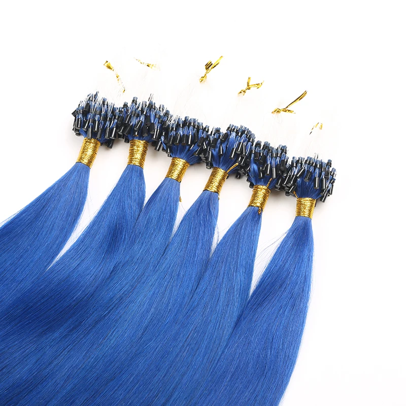 Remy Micro Ring Hair Extensions Straight Raw Virgin Hair Extensions Pre Bonded Micro Loop 14"-30" Fusion Human