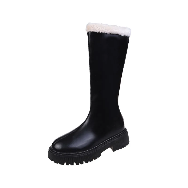 2023 Winter Woman Shoes Warm Plus Velvet Women's Knee-High Boots Designer Back Zipper Female Boot Fashion Platform Tall Boots