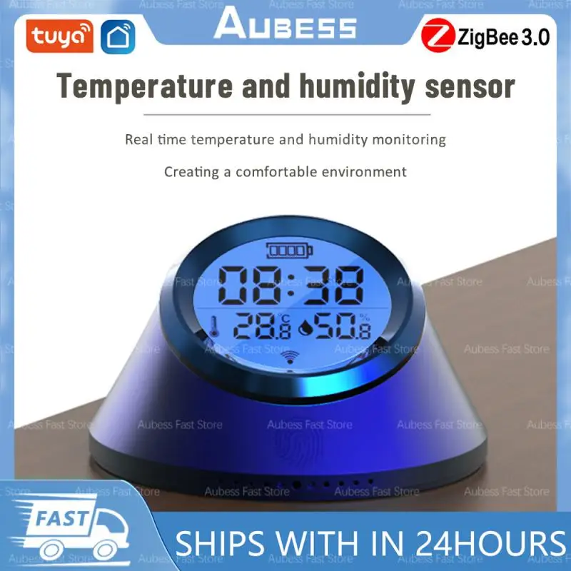 

Zigbee Tuya smart temperature and humidity sensor clock with screen backlight display smart home temperature and humidity meter