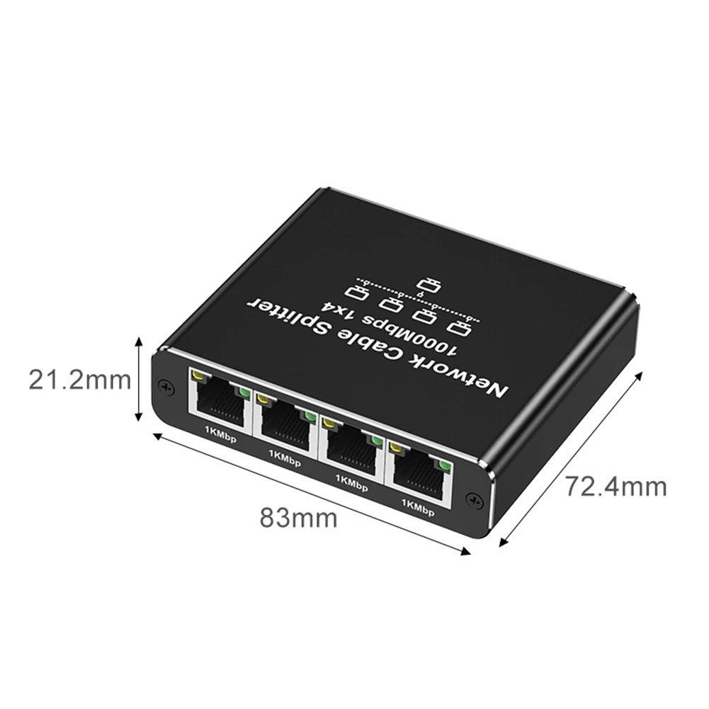 MZX 1 in 4 out 1000Mbps Gigabit Network Hub RJ45 Ethernet Splitter Connector 1000M Networking Adapter PC Computer Cat6/7/8 Cable - Imagen 5