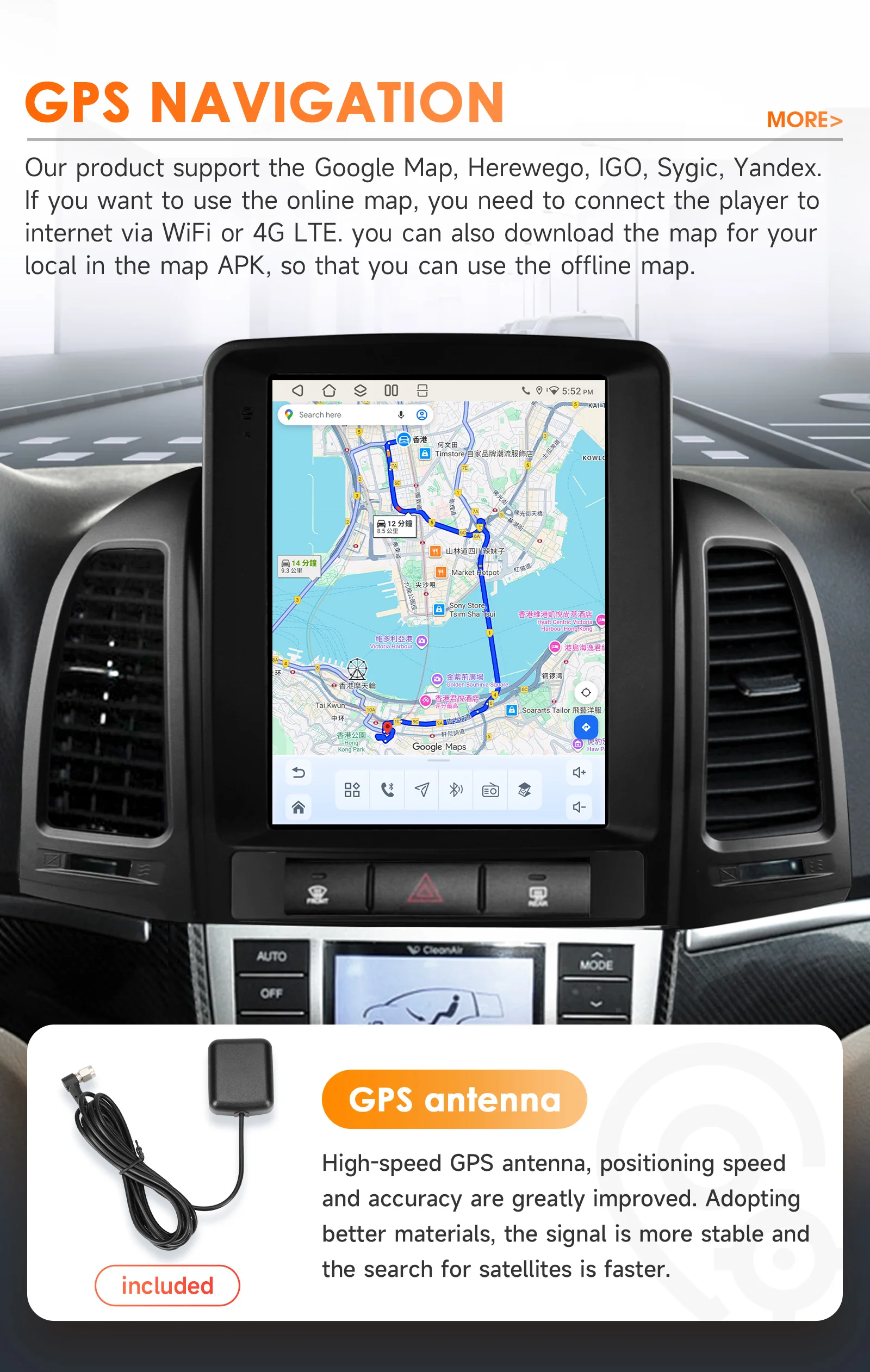 Android 6115 Autoradio für Hyundai Santa Fe II 2006-2012 Multimedia-Player Autoradio DSP 9,7 Zoll Vertikaler GPS Intelligenter Bildschirm – Detail 33