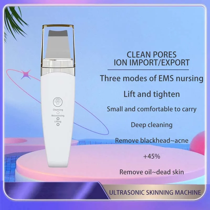 Ultrasonic Skin Scrubber Facial Spatula Blackhead Remover Deep Face Cleaning Lift Machine Peeling Shovel Pore Cleaner