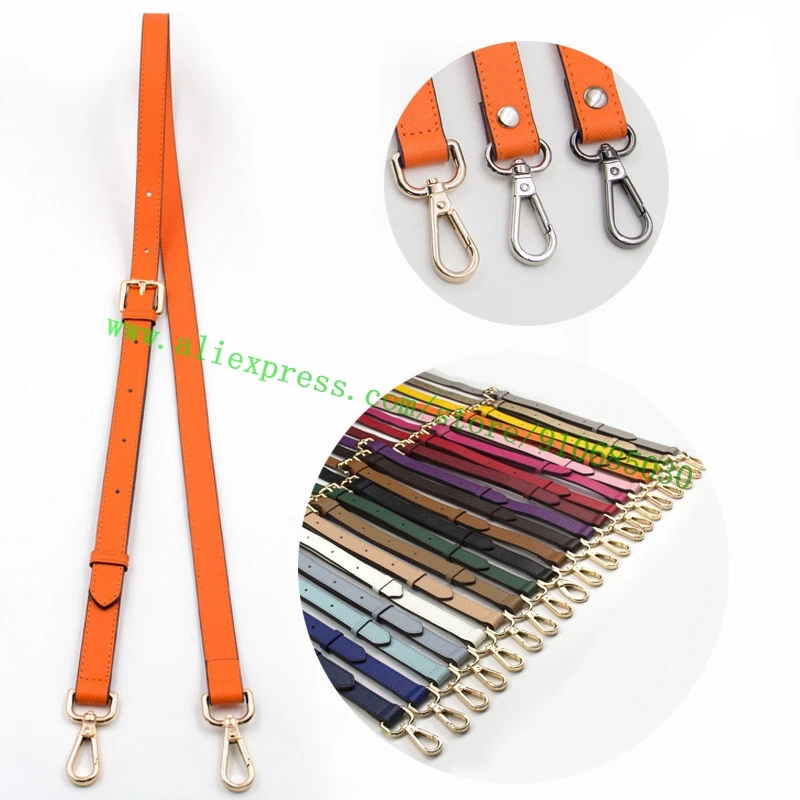 Saffiiano Calf Leather Shoulder Strap For Designer Women Handbag Tote Bag Purse Adjustable Carry Belt 1.8cm 1.2cm 20 Colors