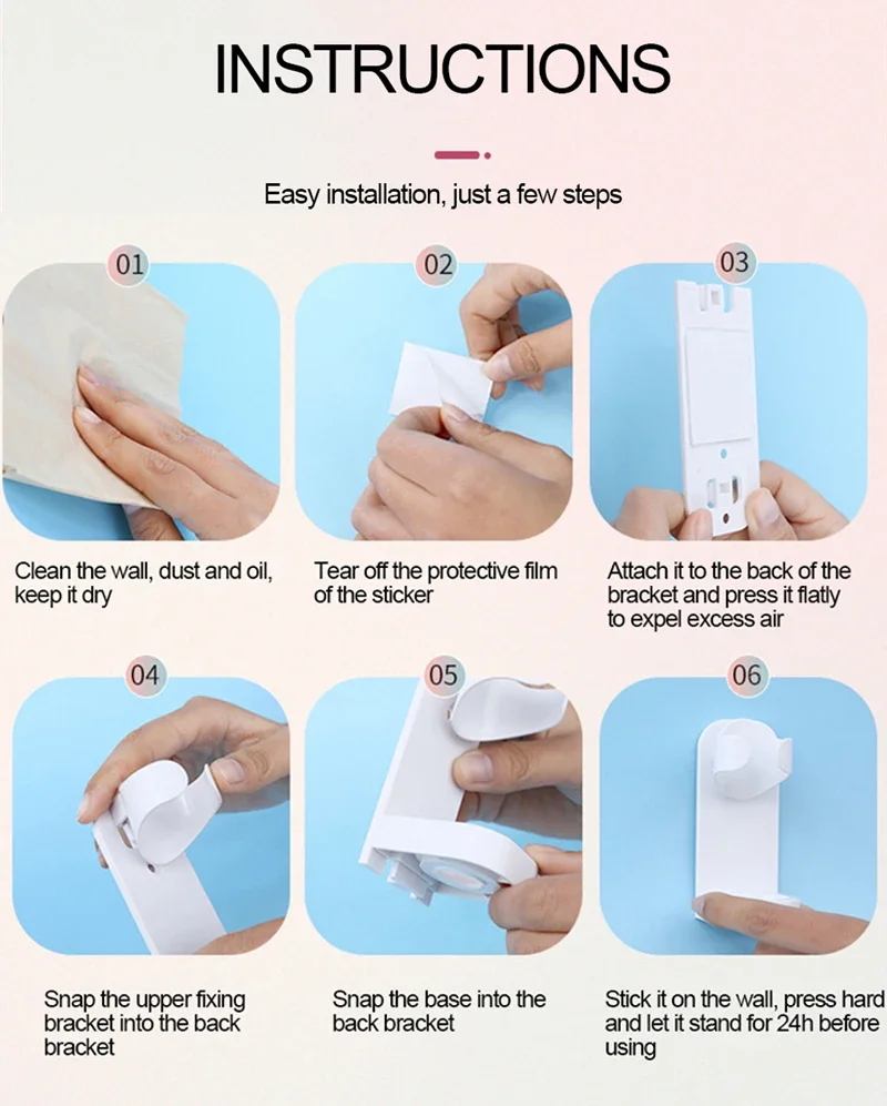 Traceless Toothbrush Holder Bath Wall-Mounted Electric Toothbrush Holders Adults Toothbrush Stand Hanger Bathroom Accessories 6