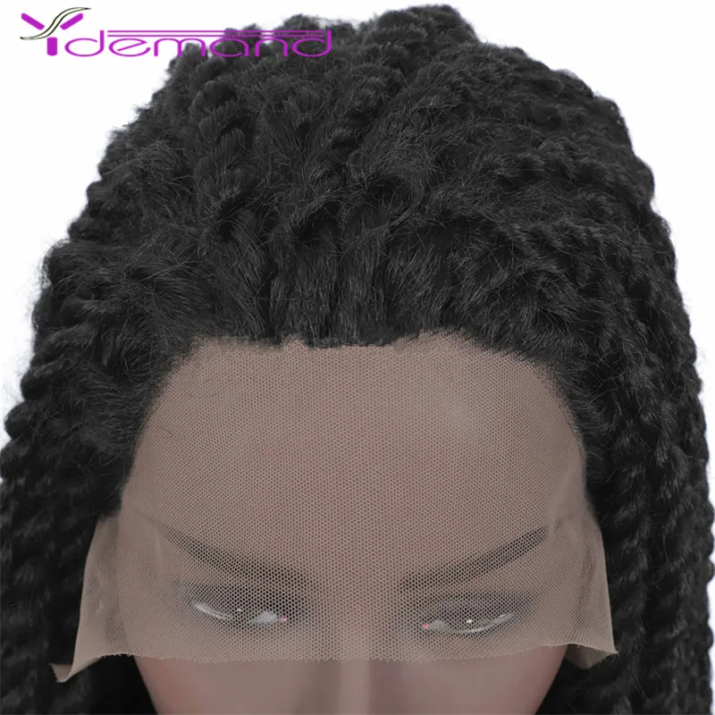 Y Demand Synthetic Lace Front Wig Afro 2x Twist Braids Wigs For Black Women Mambo Full Head Wig Braided