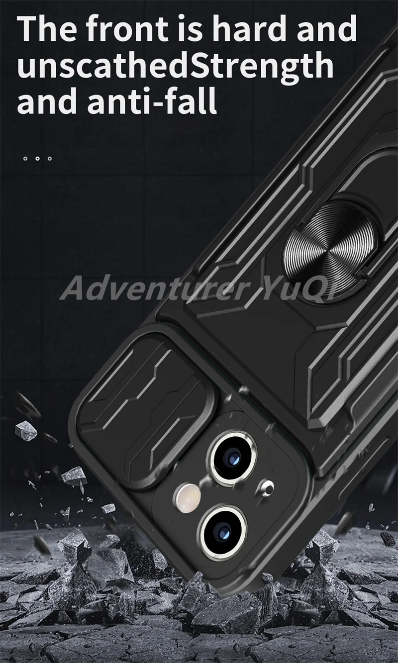 Shockproof Bumper Armor Case for iPhone 14 13 12 11 Pro Max Military-Grade Drop Protection Ring Kickstand Card pocket X XS XR cute iphone xr cases