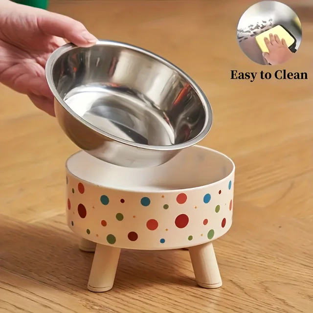 Stainless Steel Raised Pet Bowl,Cat Water and Food Dish, Spill-Proof Detachable Feeding Bowl for Small Pets Suitable for Puppies 4