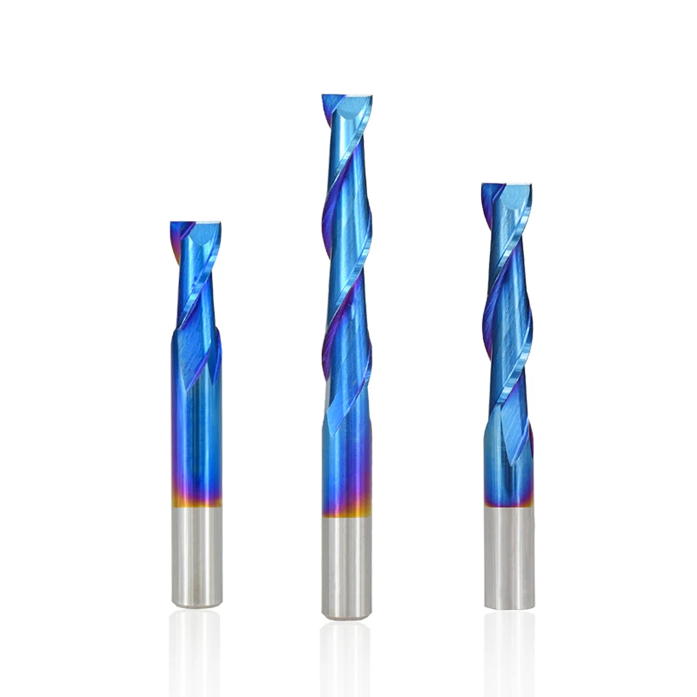 Ucheer Peças mm Azul Nano Flauta Gravura Bit Carboneto de Tungstênio Fresa Cnc Revestido Fresa Cnc para Trabalhar Madeira - Image 3