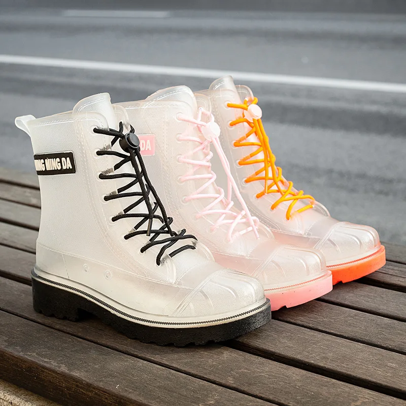 Fashionable Women's Comfortable British Martin Rain Boots Non-slip Wear-resistant Thickened Casual Outdoor Low-top Water Shoes
