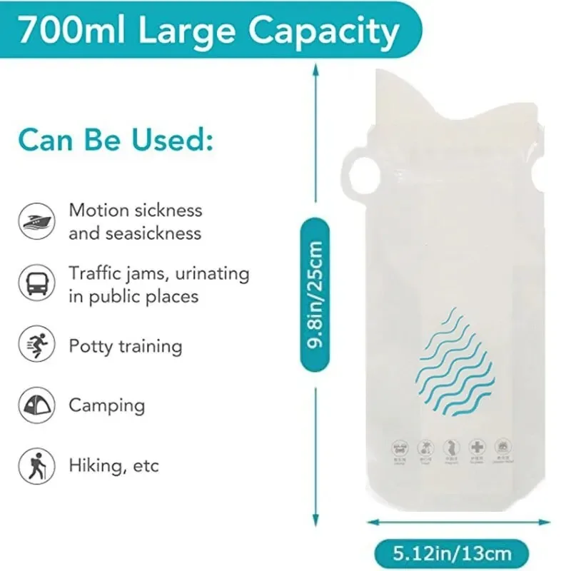 Emergency Portable 700ml 4-8piece Outdoor Travel Car Urinal Vomit Bag Mini Mobile Toilet Disposable Sanitary Bag
