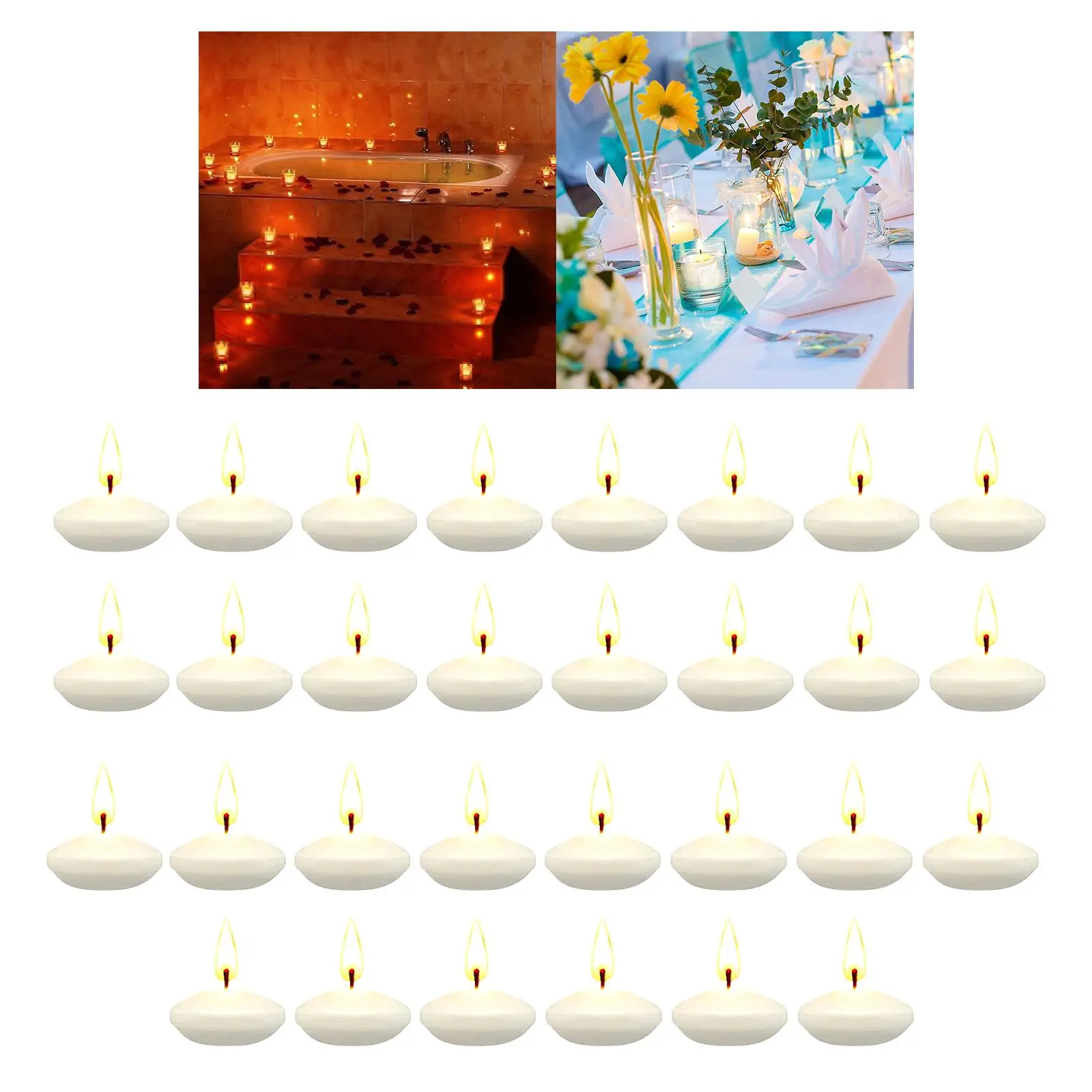 https://ae01.alicdn.com/kf/S5059762806a04ca89a6009708e64cdb5d.jpg 30Pcs Romantic Unscented Floating Candles DIY Round Decor Party Supplies for Dinners Anniversary Weddings Valentines Events