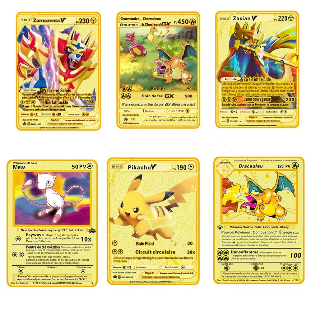 22 Pokemon Vmax Gx Ex Shiny Rare Gold Metal Card Kalphi Cynthia Game Team Fighting Ordering Series Child Christma Toy Gift Aliexpress