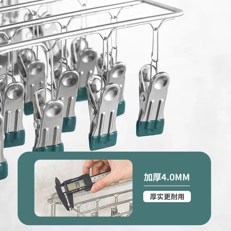 4mm Fold Stainless Steel Windproof Clothespin Laundry Hanger Clothesline Sock Towel Bra Drying Rack Clothes Peg Hook Airer Dryer 5