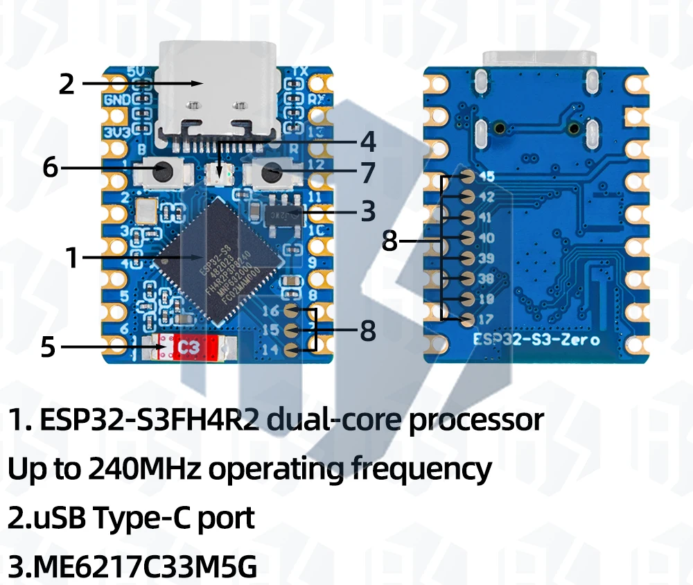 ESP32-S3-Zero Mini Development Board WiFi Bluetooth Ultrakleine Größe ESP32 C3 S3 ESP 32 – Detail 4