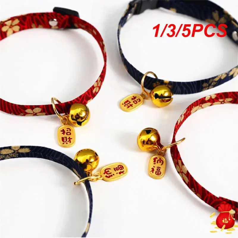 

1/3/5PCS Spring Chinoiserie Cat Collar Newest Senior Lucky Necklace Bell Decoration Dog Puppy Adjustable Kitten Pet Collar