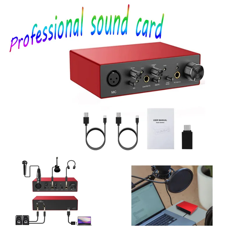 ALLOYSEED Professional Sound Card For PC 2X2 USB External USB Audio