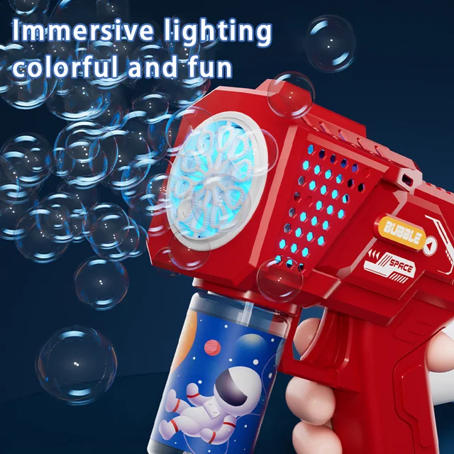 10 hole automatic bubble machine toy children's handheld space bubble gun electric light without battery bubble water 6