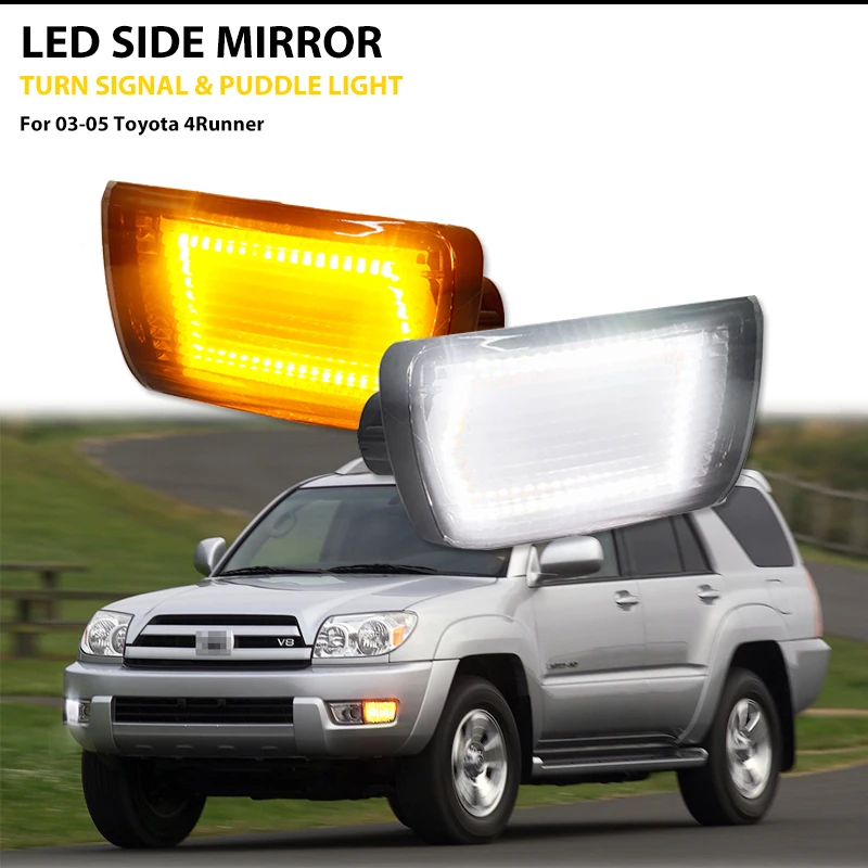 2pcs Car Front Bumper Amber yellow Turn Signals Lights Assembly For 2003-2005 Toyota 4Runner Coupe White LED Parking/DRL