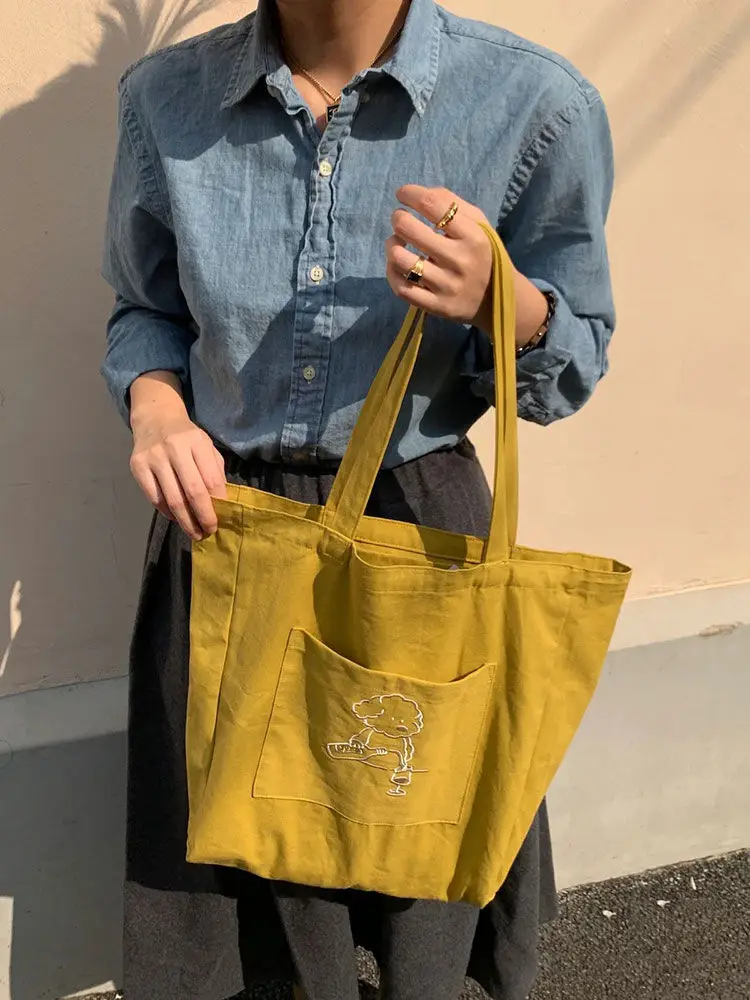 Cartoon Dog Letters 2024 New Casual Large Capacity Handbag Tote Bags Women Commute Shoulder Bag