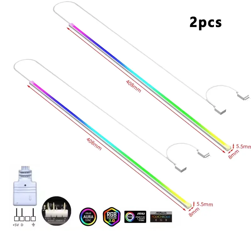 ตัวเลือกสินค้า แถบไฟ LED ARGB ยืดหยุ่น 40 ซม. ตกแต่งเคสคอม 5V 3PIN
