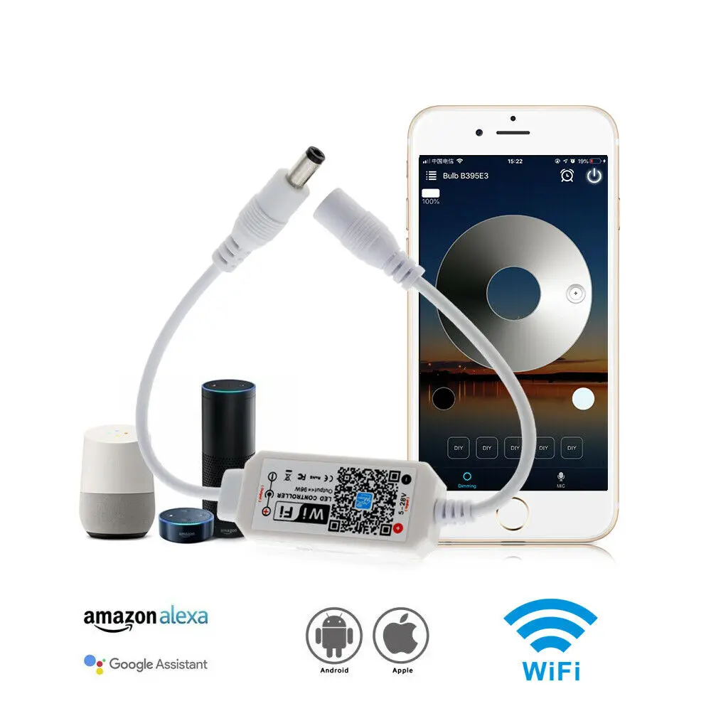 Magic Home WiFi Led Dimmer Controller Wireless Remote Controller DC12V 24V 5050 5630 3528 Single Color Strip For Alexa Google