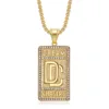 Hip Hop Custom Stainless Steel Gold Crystal Pendant Cubic Zirconia Necklace Men Square Pearl Chain Wholesale 4