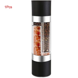 Dual-Chamber Stainless Steel Spice Grinder with Adjustable Ceramic Mill (Plastic shell)