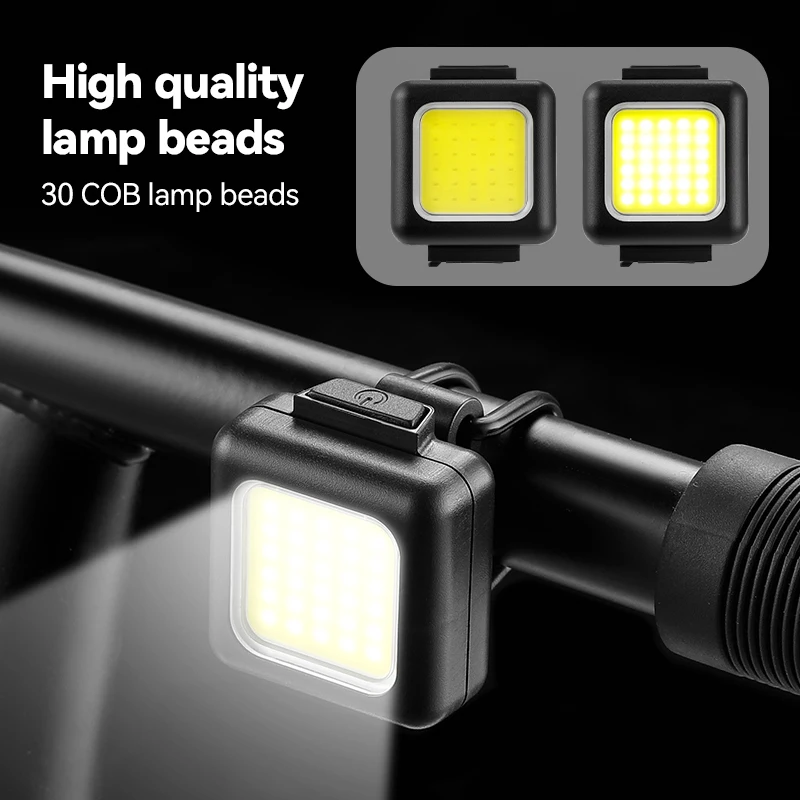 

New Bicycle Front Rear Mini LED Light Set USB Rechargeable Cycling Headlight Taillight Light COB Lamp Bead Waterproof Bike Lamp