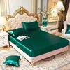 High-End Rayon Satin Fitted Sheet Silky Solid Color Bed Sheet Elastic Band Sheets Smooth Bedsheet Mattress Cover 140x200 160x200 1