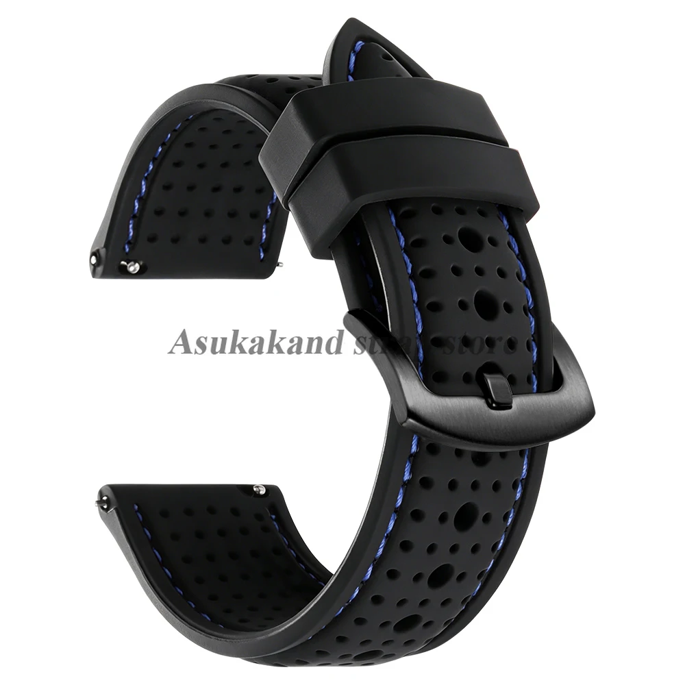Enhanced Silicone Waterproof Watch Band - Soft, Breathable, Quick Release Wrist Strap
