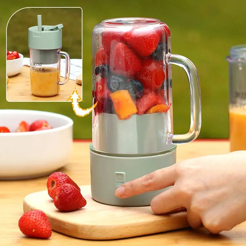 

Blue/Pink/Green Portable Electric Juicer Stainless Steel Blade Juice Cup Juicer Fruit Automatic Smoothie Blender Kitchen Tool