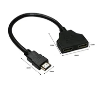 HDMI-cocog Splitter Adaptor Parabot Parobah Jalu Ka Awewe HDMI-cocog 1to 2 Split Ganda Sinyal Adaptor Konversi Kabel 1