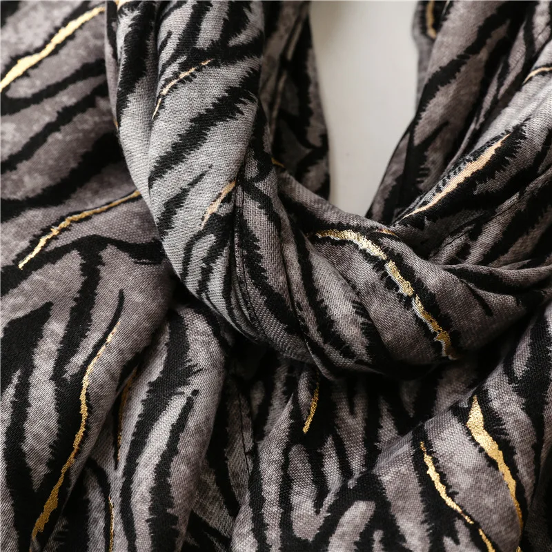 Herbst Neue Mode Khaki Lurex Glitter Leopard Fringe Viskose Schal Schal Hohe Qualität Wrap Pashmina Stola Bufandas Moslemisches Hijab – Detail 11
