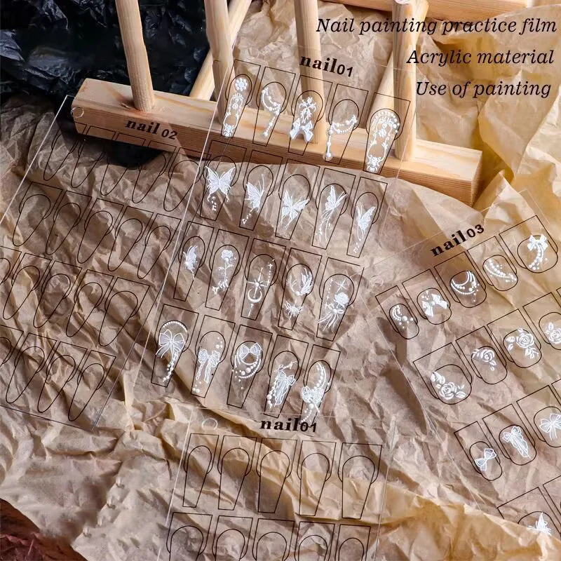 Description Picture 4 of itemNail Art Practice Acrylic Pad Different Nail Shapes Drawing Painting Template Learning Book Manicure Tools Nails Accessoires