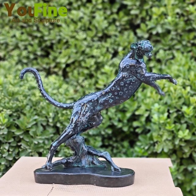 Bronze Leopard Puma Sculpture Jumping Jaguar Bronze Statue Antique Cheetah  Animal Art Figurine For Home Decor - AliExpress