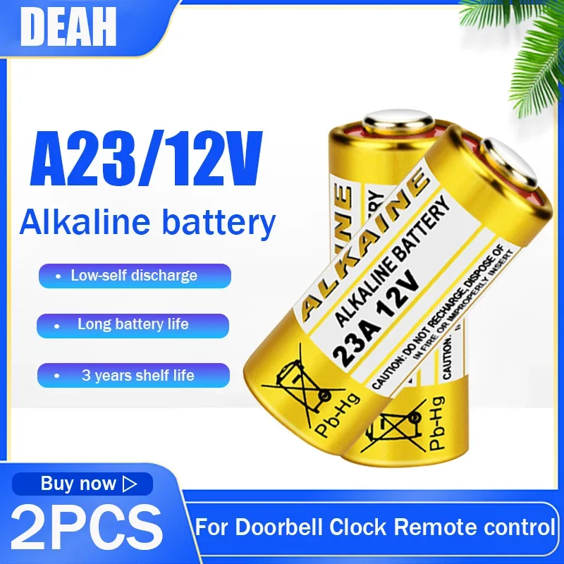 2pcs A23 23A 12V Alkaline Battery for Remote Control Doorbell