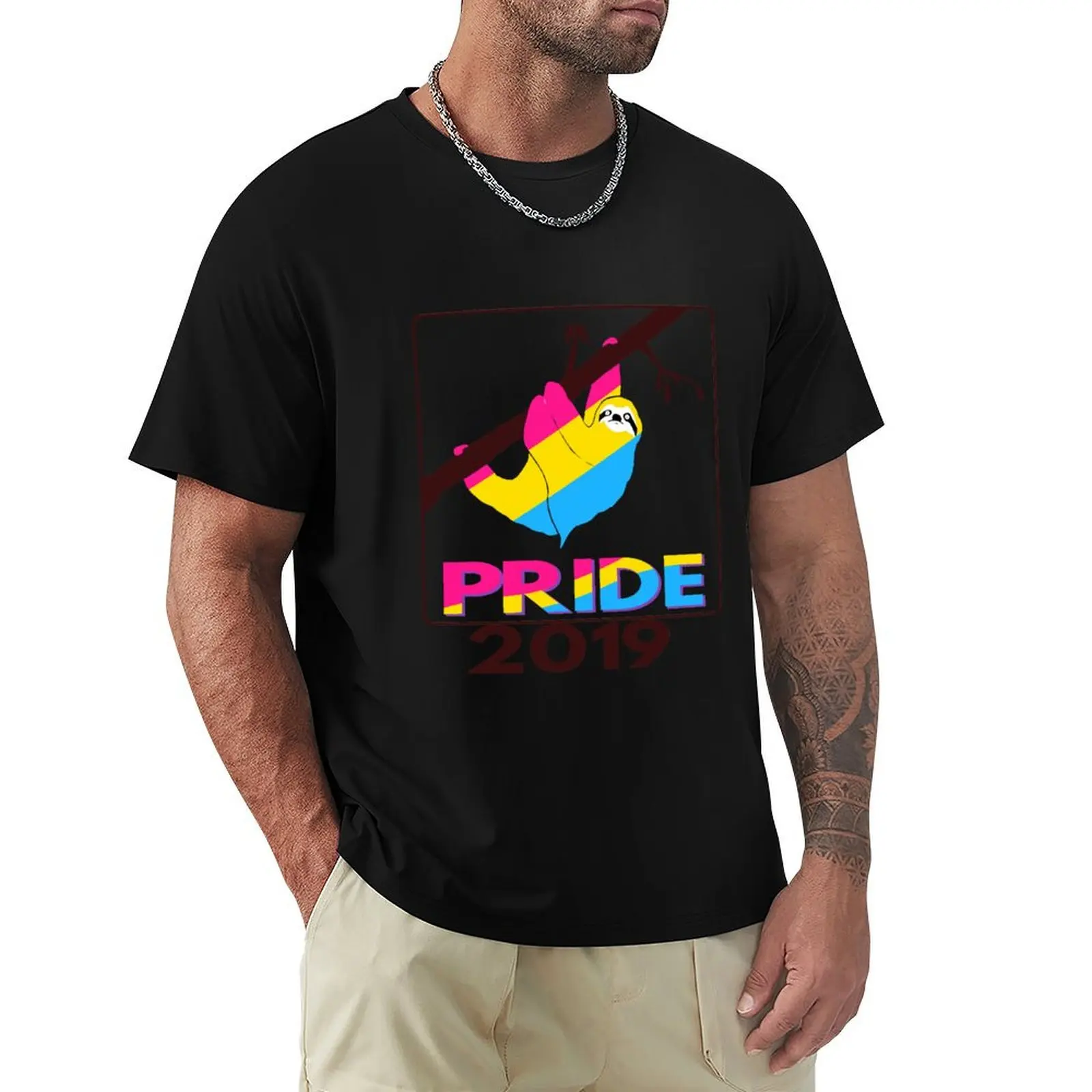 

Cute Pansexual Sloth Lover Pan Pride 2019 T-shirt plus size tops Short sleeve tee cute clothes tshirts for men