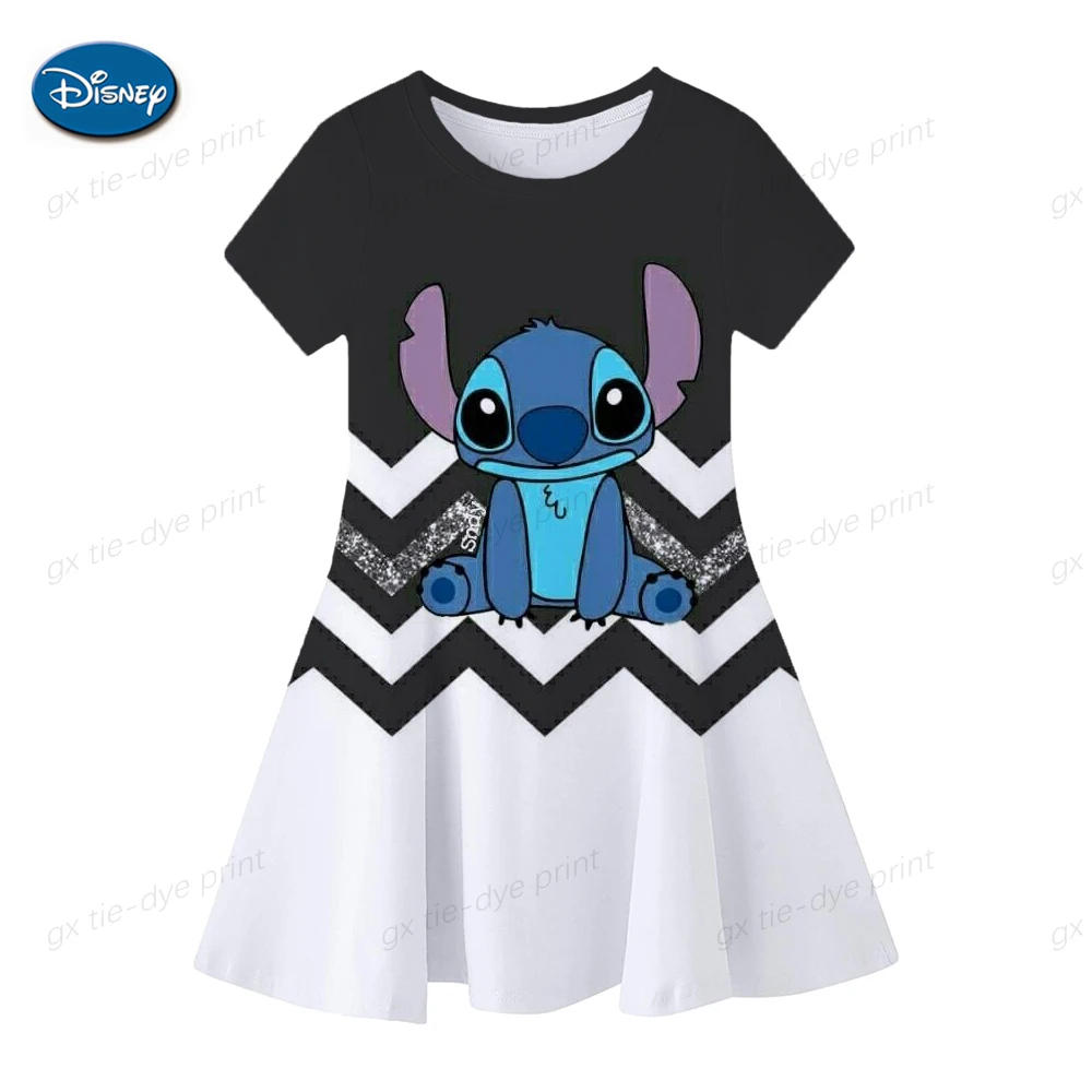 

2024 New Girls' Clothing Summer Lilo&Stitch Princess Dress Short sleeved Children's Dress Party Children's Clothing Baby Dress