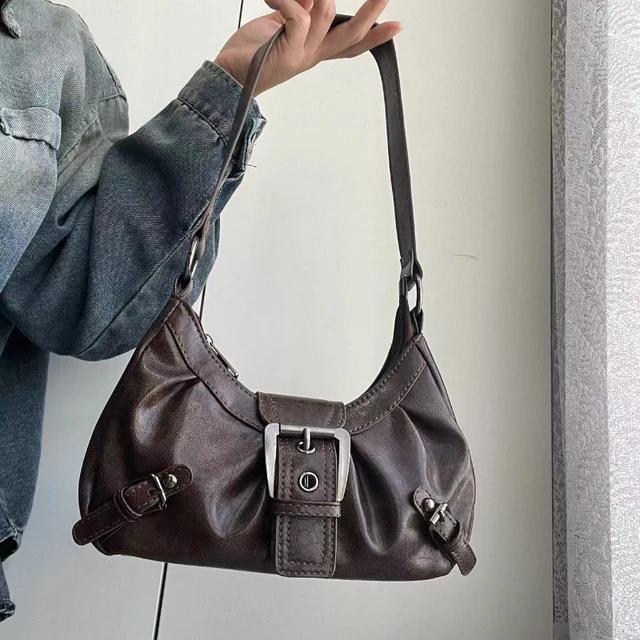 2025 Spring Hot Selling Maillard Style Retro Style Small Bag Spicy Girl Y2K Wasteland Style Vintage Leather Shoulder Armpit Bag 2
