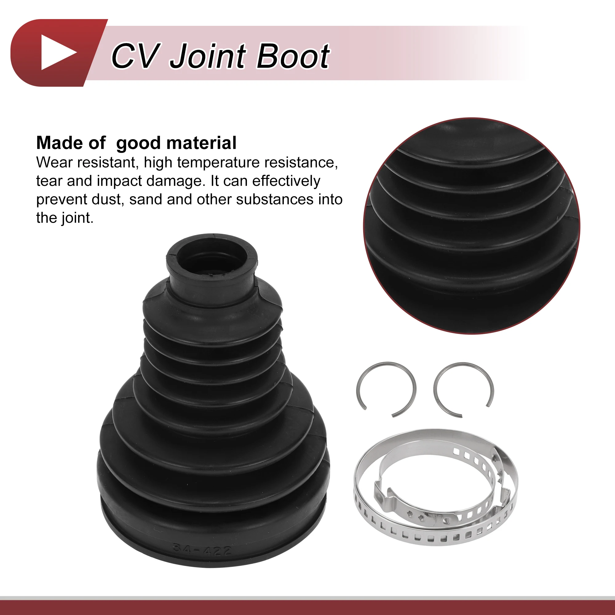 X Autohaux 1 Set CV Joint Boot Kit for BMW X3 2004-2010 Inner Constant Velocity Joint Boot W/ Clamps No.31607529204 Black Rubber