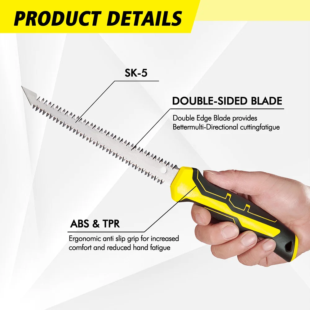 Double Sided Drywall Saw 6" Drywall Jab Saw Ergonomic Cutting Tool Sheetrock Knife Keyhole Saw