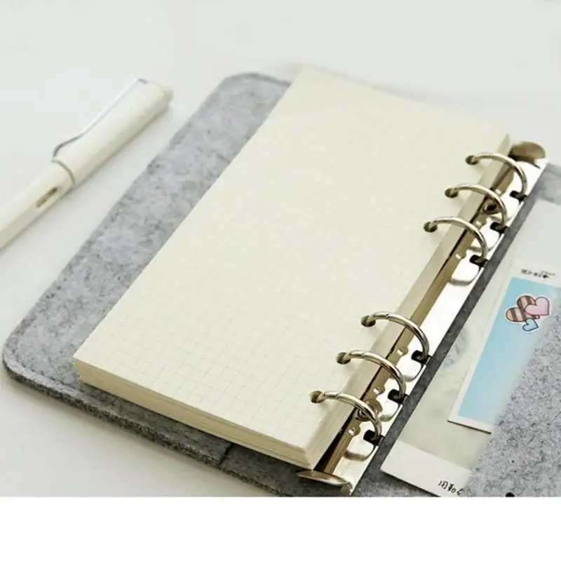 Popular A5 A6 Felt Shell Fabric Notebook Paper Planner Inner Page Ring Binder Stationery Gift Traveler Journal Loose Leaf New 6