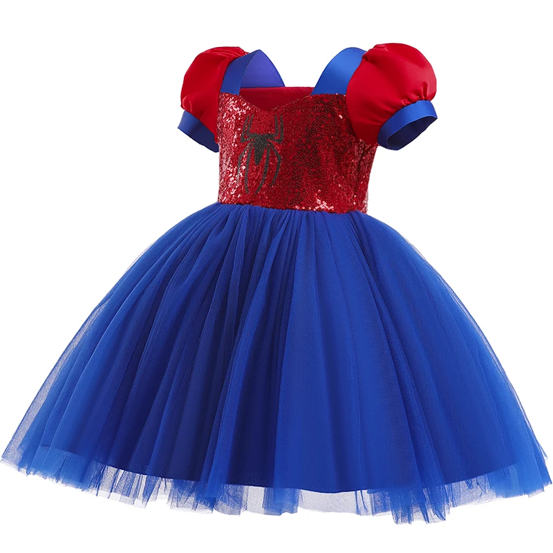 Baby Girl Dress Spider-Man Cosplay Costume Christmas Halloween Princess Dress Sequin Fluffy Stage Perform Birthday Party girls dress princess costume kids clothes children dance suit