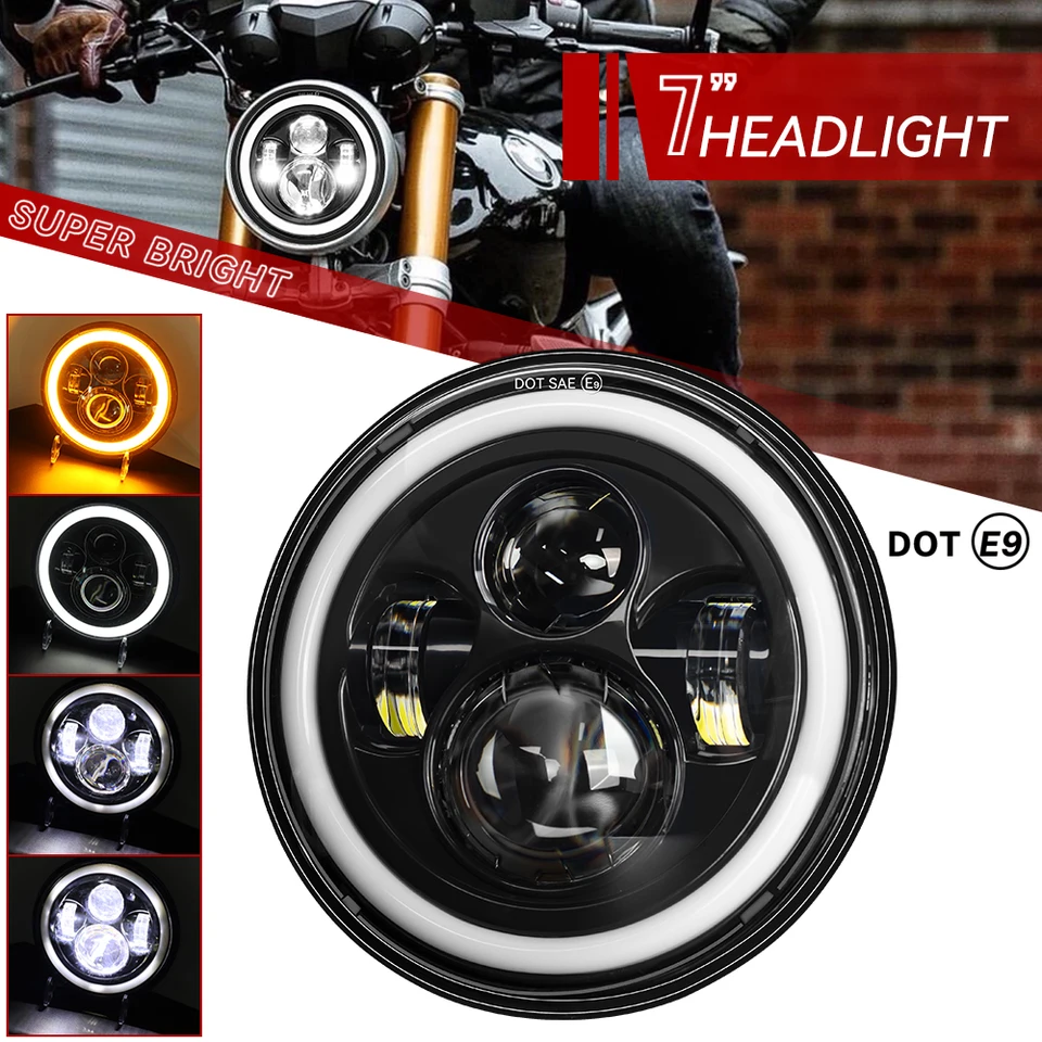 Phare LED 7 Pouces RIDROID Pour Yamaha Royal Star Venture XVZ1300 - Noir - 6000K