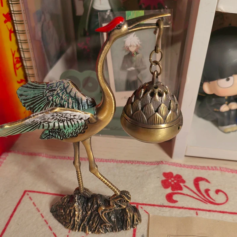 Creative Mini Aromatherapy Incense Burner, Home Indoor Zen Tea Ceremony Decoration, Metal Crane Shape Small Hanging Furnace, 1Pc