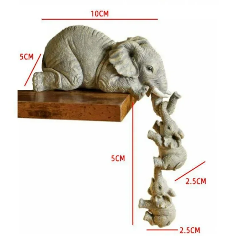 New 3Pcs/Set Cute Elephant Figurines Elephant Holding Baby Elephant Resin Crafts Home Furnishing Gift Home Ornament Supplies