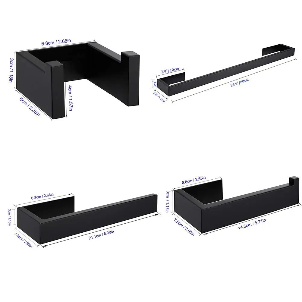 Description Picture 5 of itemBathroom Accessories Black Finish Towel Bar Towel Hook Towel Ring Toilet Paper Holder